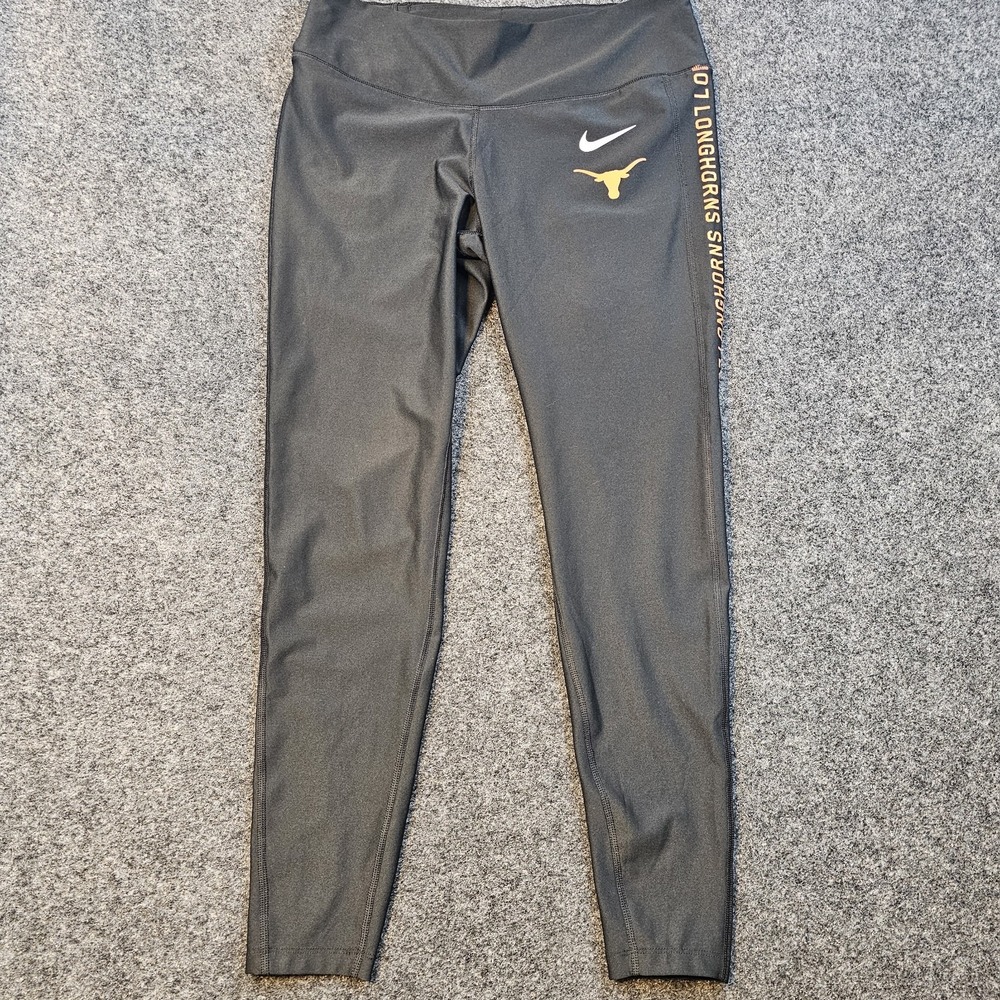 Nike DriFIT Texas Longhorns Women's Black Athletic Leggings Size L Stretch UT